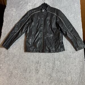 Arizona Jacket Mens Large Biker Edgy Streetwear Faux Leather Quilt Lined Retro